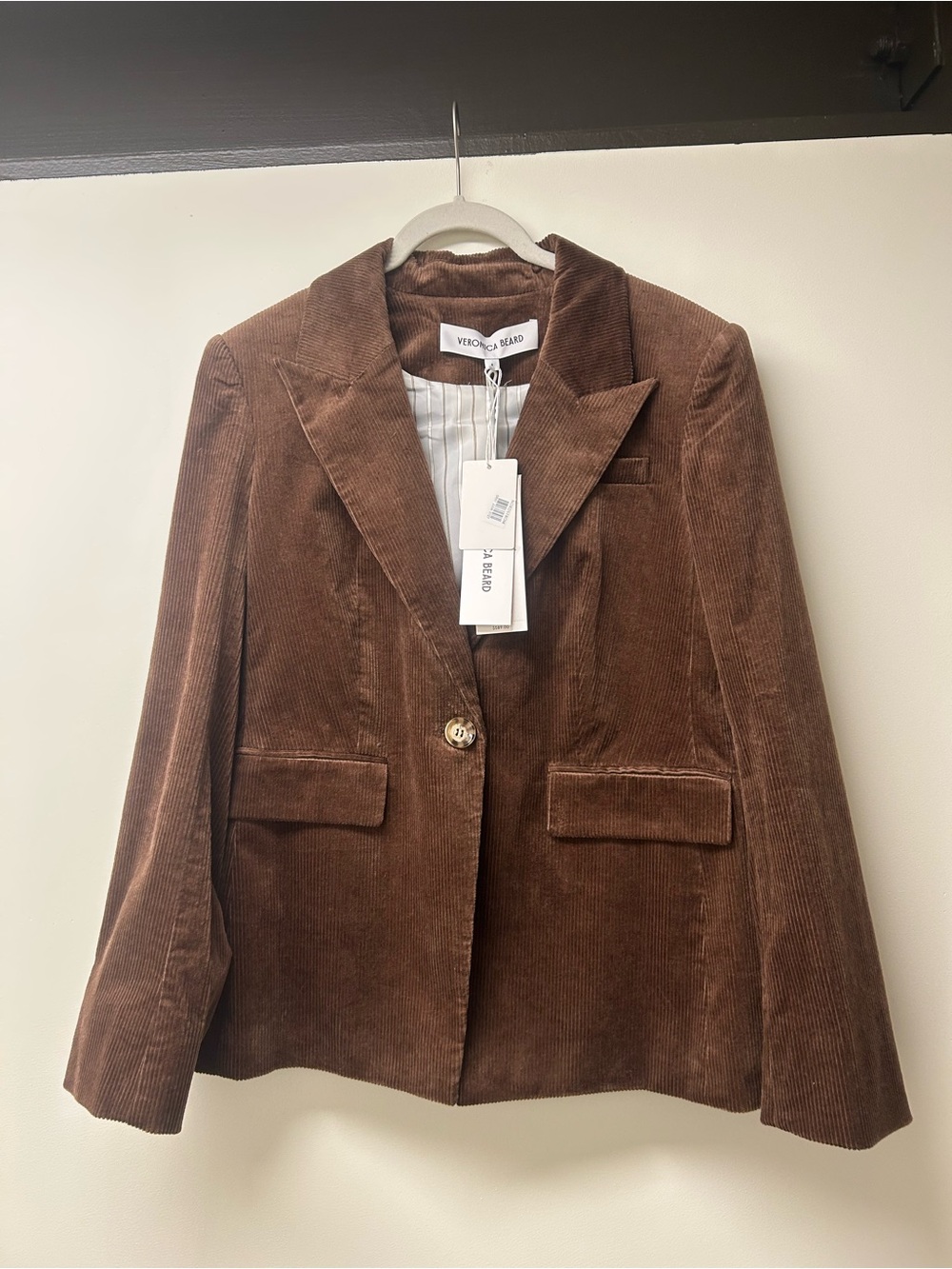 NWT Veronica Beard Reagan Dickey Corduroy Blazer Dark Cocoa Size 8